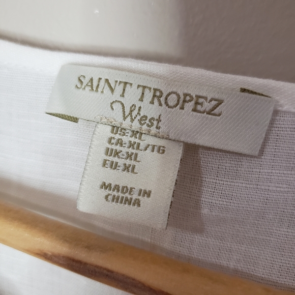 Saint Tropez West XLarge Beaded Long Sleeve Linen Cotton Shirt - Picture 3 of 11